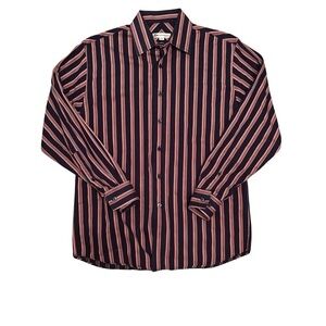 Wilke & Rodriguez Y2K Men's Striped Navy and Orange Shirt
